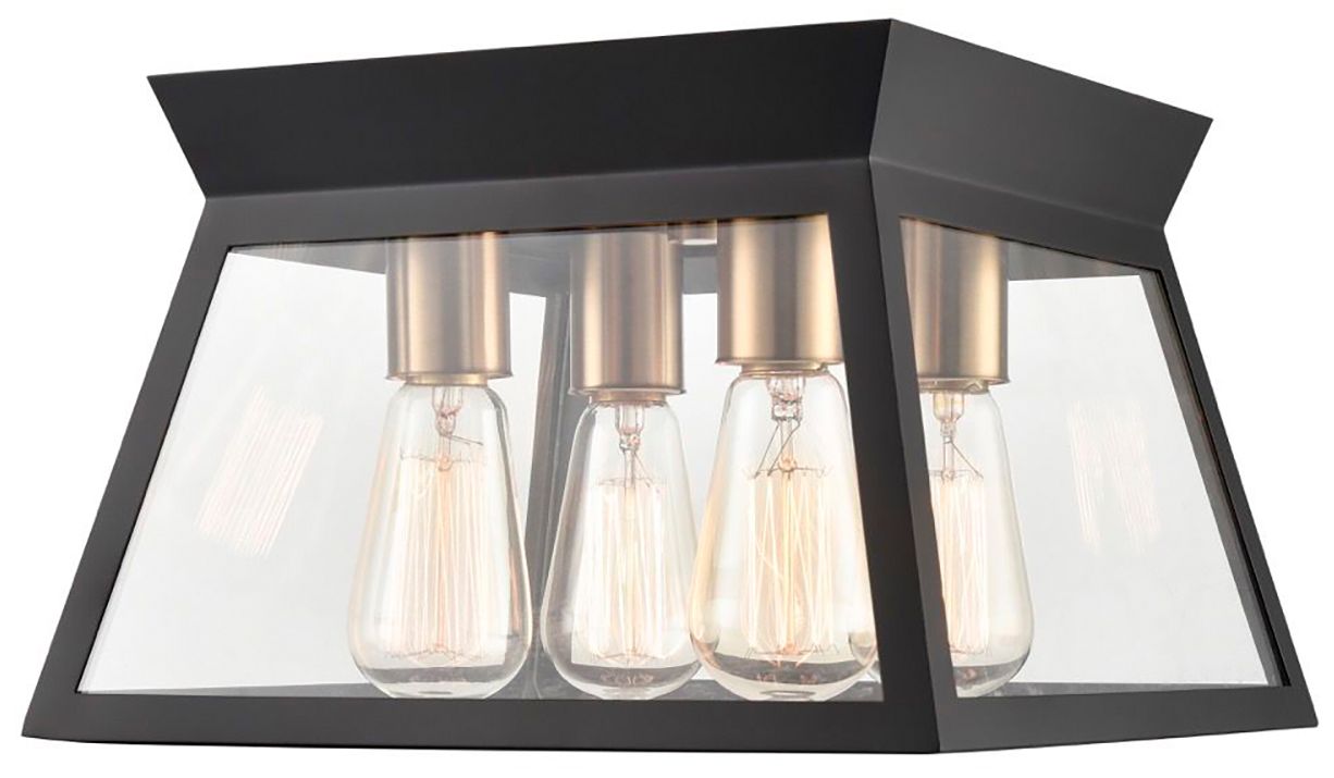 Image 2 Lucian 12" Wide 4-Light Black Flush Mount With Clear Glass Shade more views