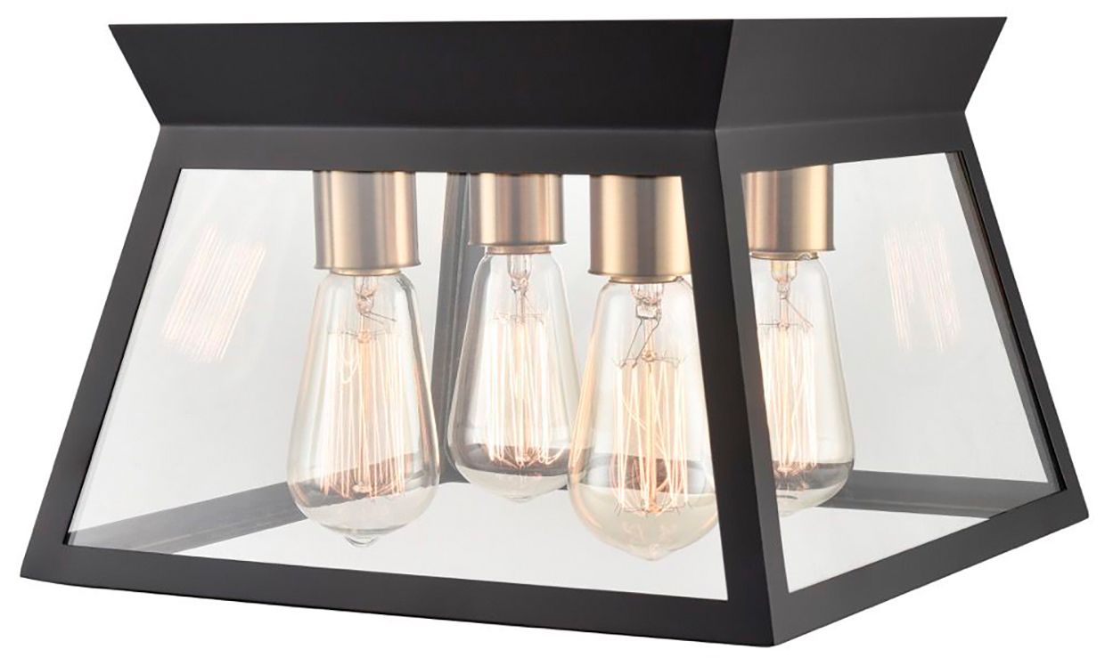 Image 3 Lucian 12" Wide 4-Light Black Flush Mount With Clear Glass Shade more views