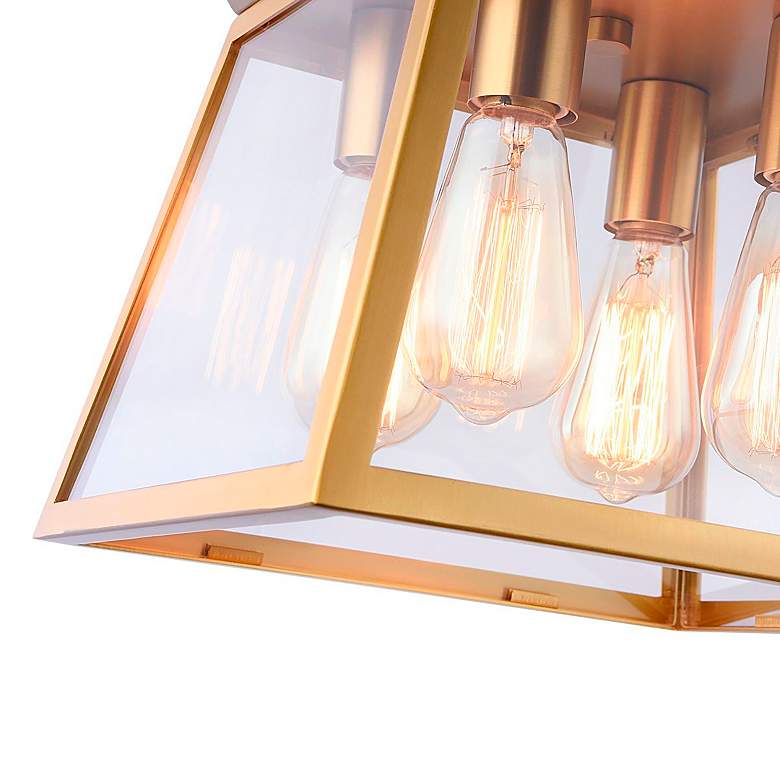 Image 3 Lucian 12" Wide 4-Light Brushed Brass Chandelier With Clear Glass Shad more views