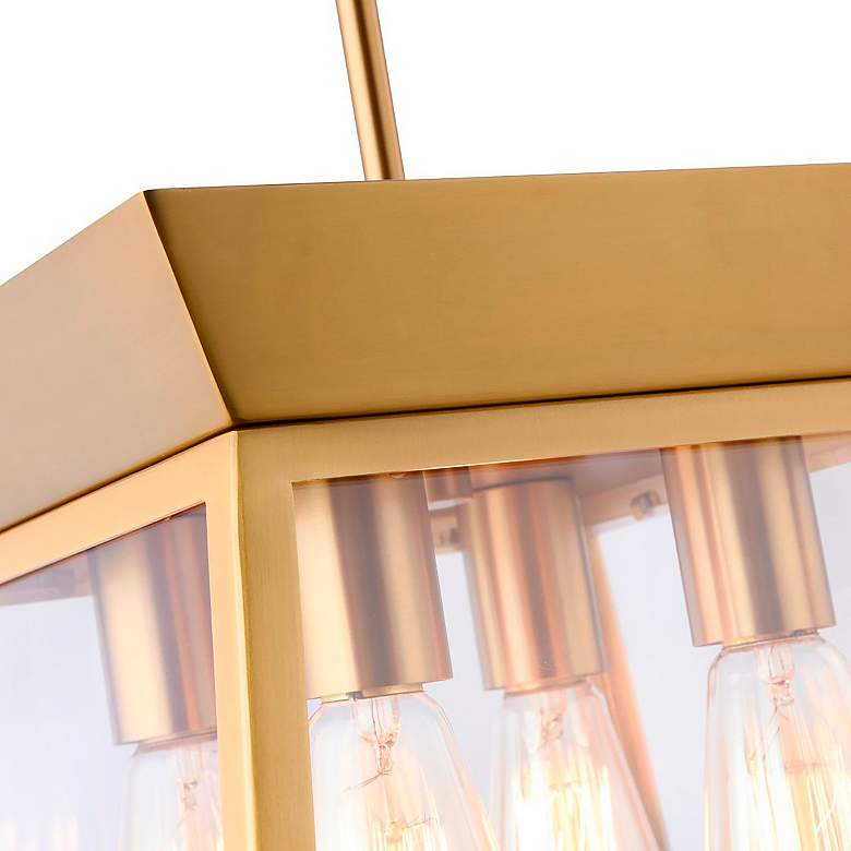 Image 4 Lucian 12" Wide 4-Light Brushed Brass Chandelier With Clear Glass Shad more views