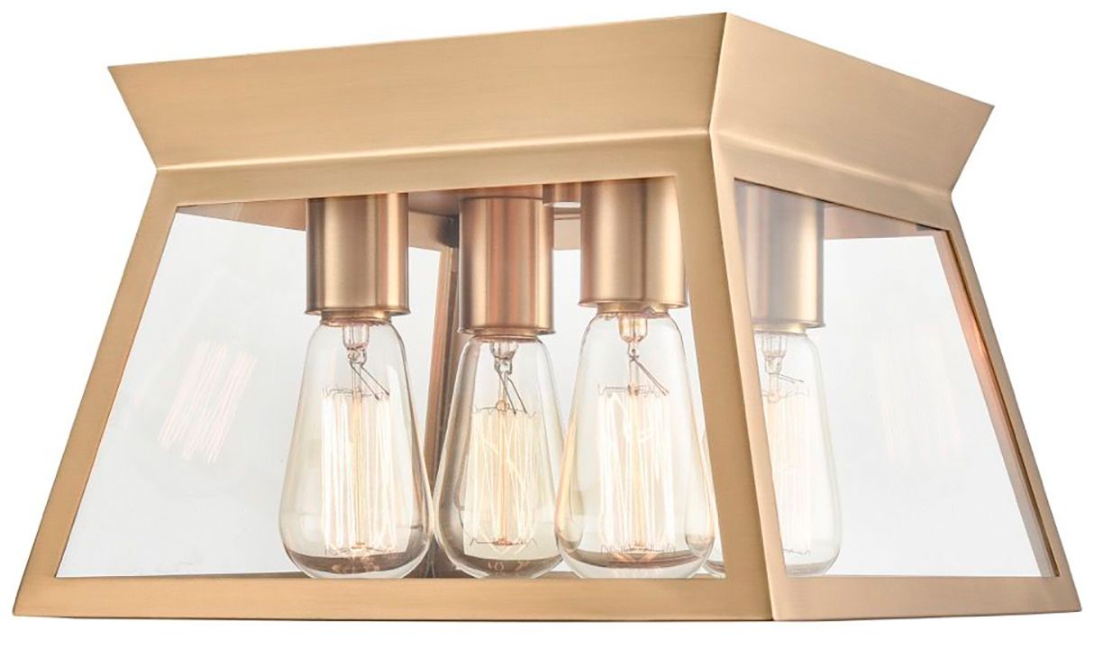 Image 2 Lucian 12" Wide 4-Light Brushed Brass Flush Mount With Clear Glass Sha more views