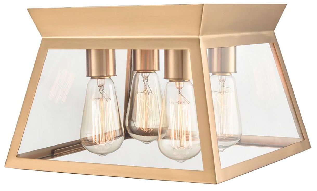 Image 3 Lucian 12" Wide 4-Light Brushed Brass Flush Mount With Clear Glass Sha more views