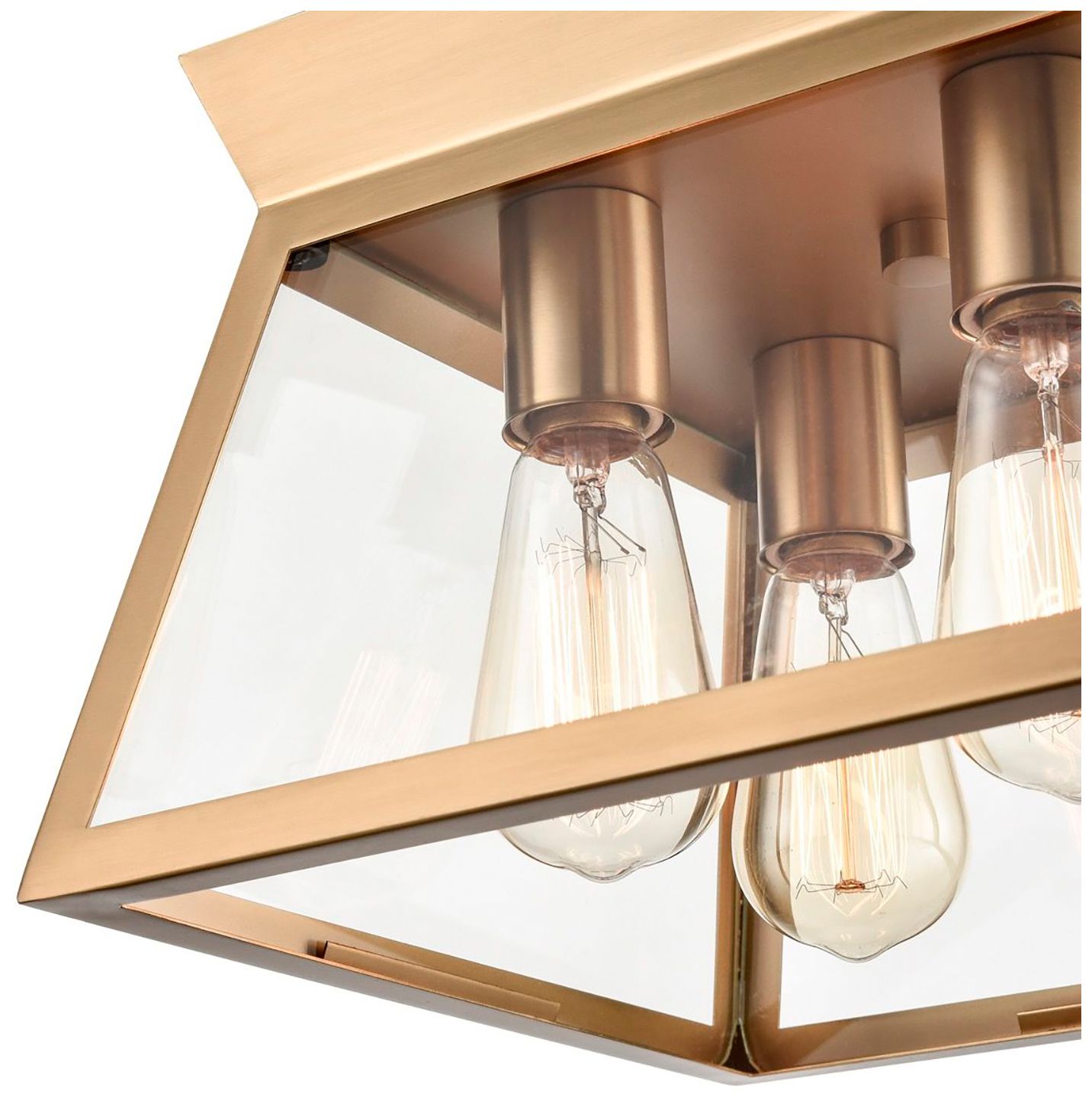 Image 4 Lucian 12" Wide 4-Light Brushed Brass Flush Mount With Clear Glass Sha more views