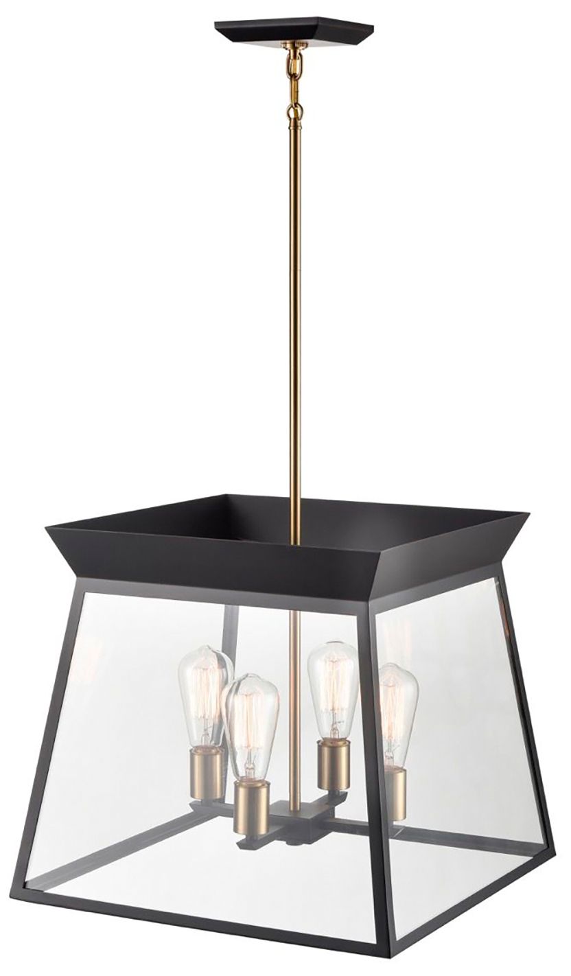 Image 3 Lucian 18" Wide 4-Light Black Chandelier With Clear Glass Shade more views