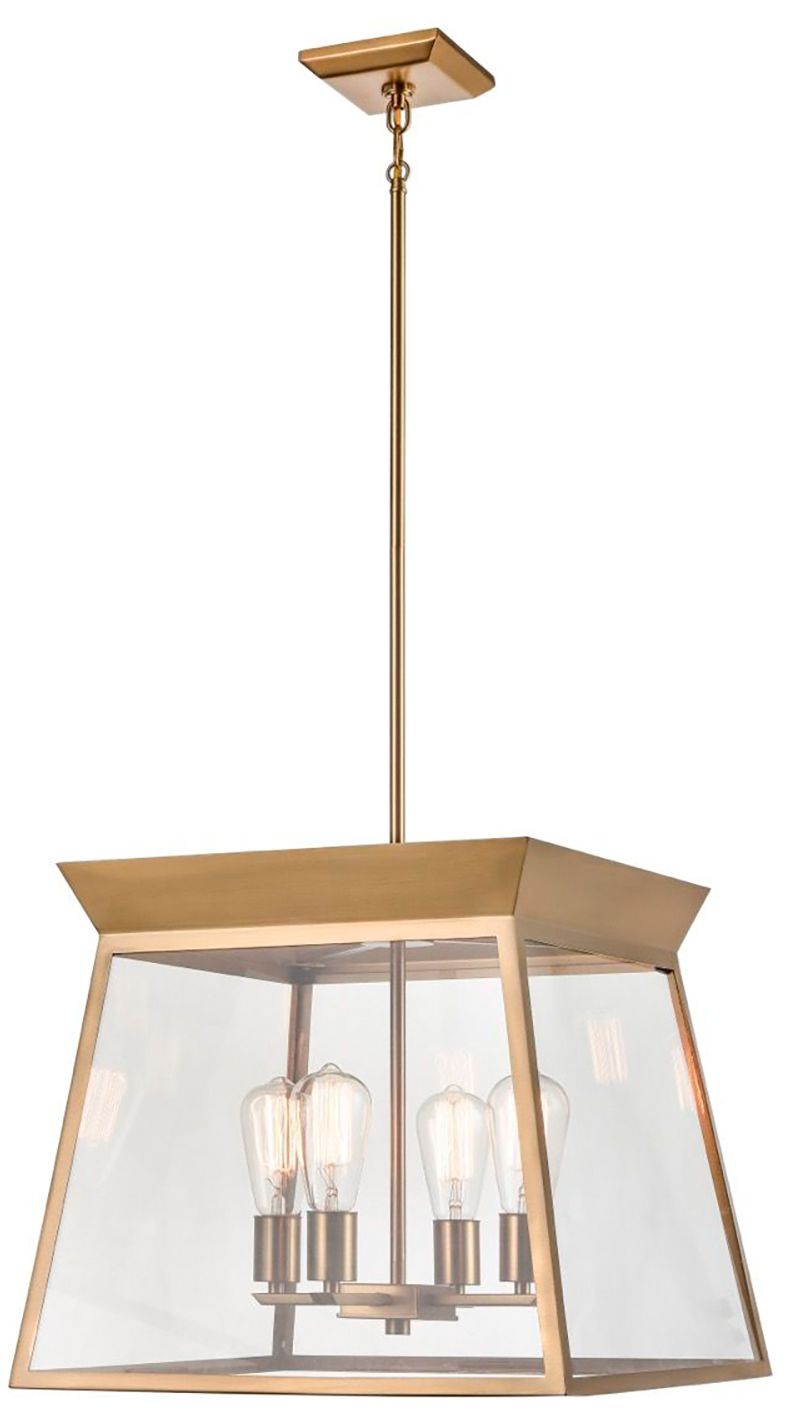 Image 2 Lucian 18" Wide 4-Light Brushed Brass Chandelier With Clear Glass Shad more views