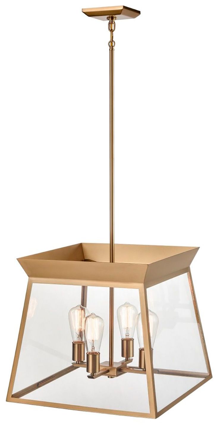Image 3 Lucian 18" Wide 4-Light Brushed Brass Chandelier With Clear Glass Shad more views