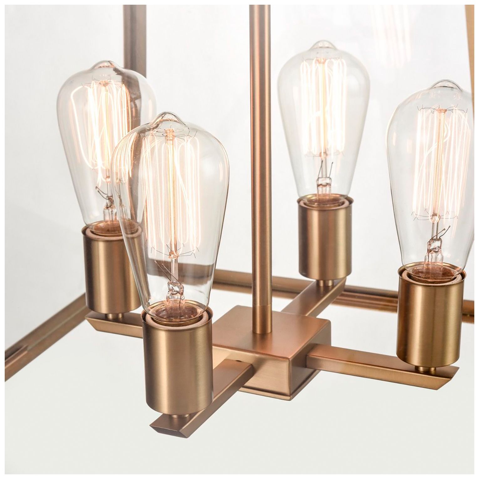 Image 5 Lucian 18" Wide 4-Light Brushed Brass Chandelier With Clear Glass Shad more views