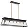 Lucian 42" Wide 6-Light Black Island Light With Clear Glass Shade