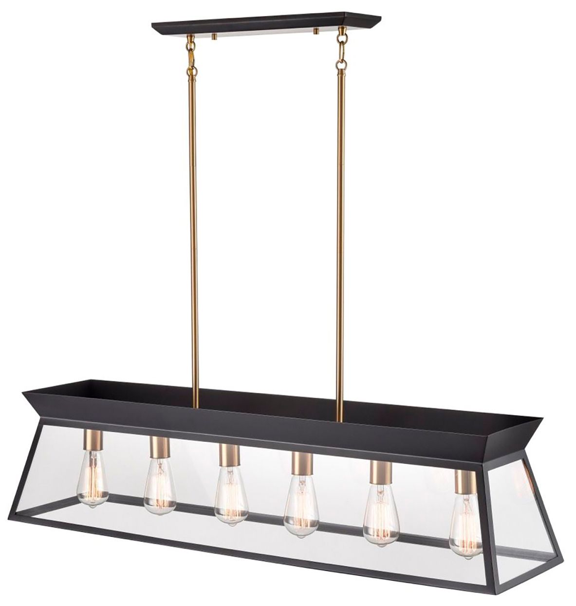 Image 2 Lucian 42" Wide 6-Light Black Island Light With Clear Glass Shade more views