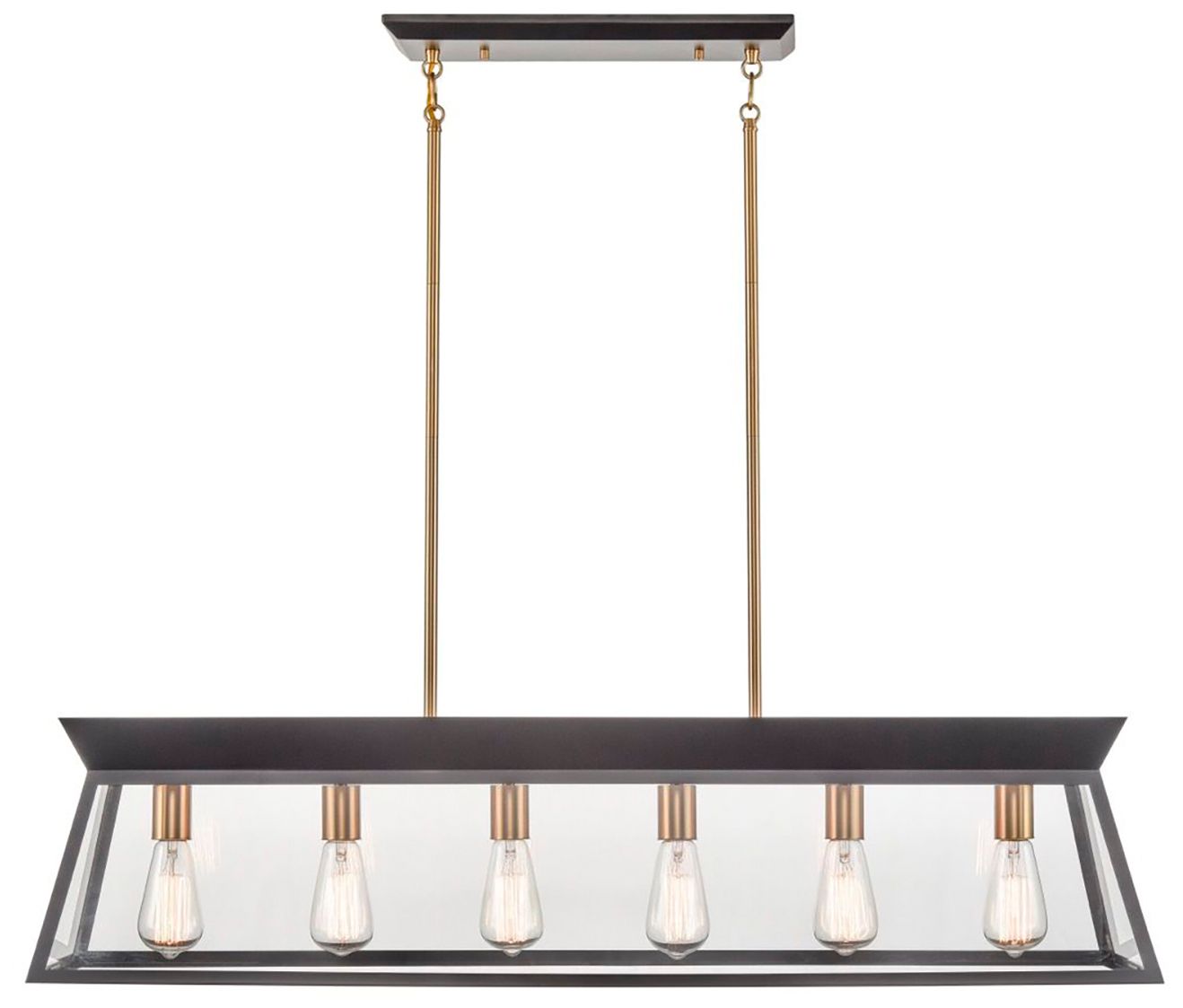 Image 3 Lucian 42" Wide 6-Light Black Island Light With Clear Glass Shade more views