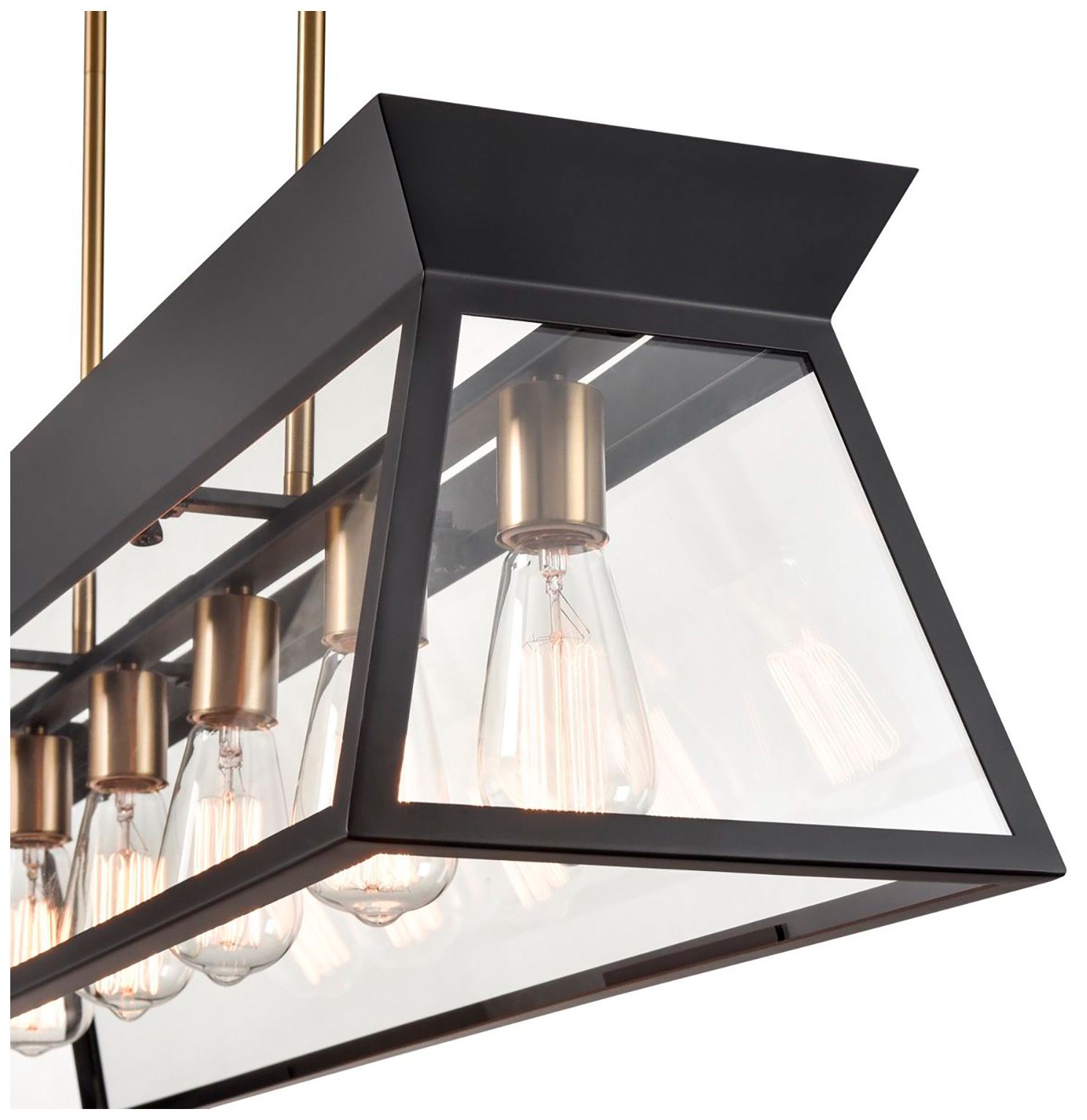 Image 5 Lucian 42" Wide 6-Light Black Island Light With Clear Glass Shade more views