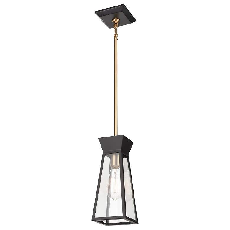 Image 1 Lucian 5" Wide Black Pendant With Clear Glass Shade