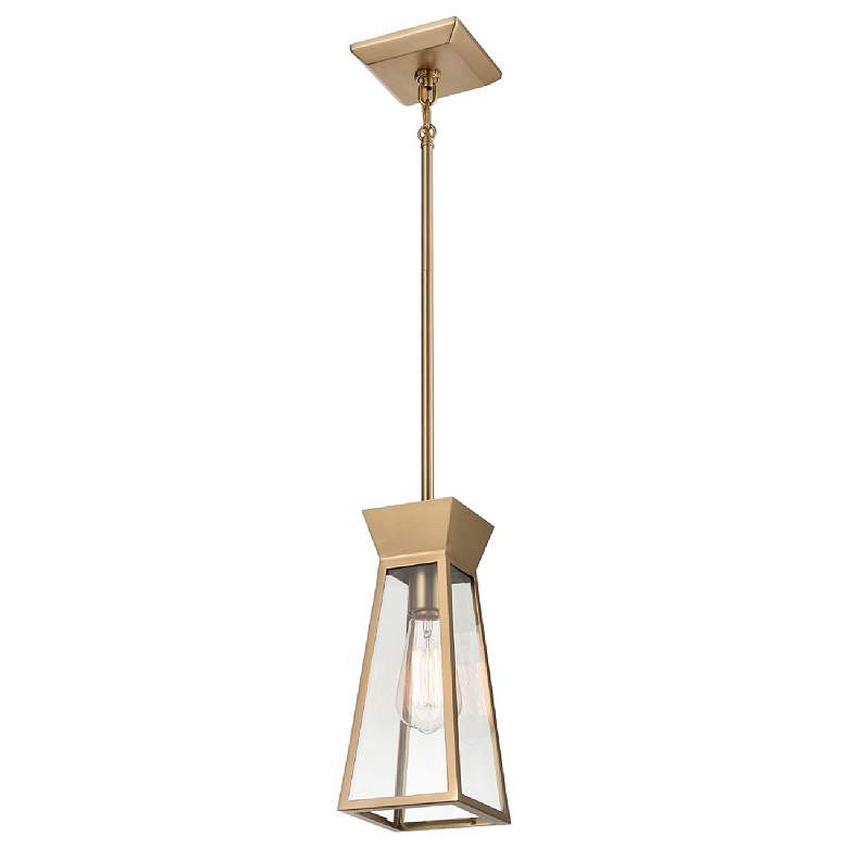 Image 1 Lucian 5" Wide Brushed Brass Pendant With Clear Glass Shade