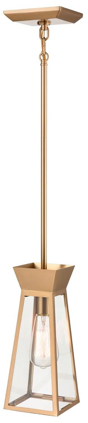 Image 3 Lucian 5" Wide Brushed Brass Pendant With Clear Glass Shade more views