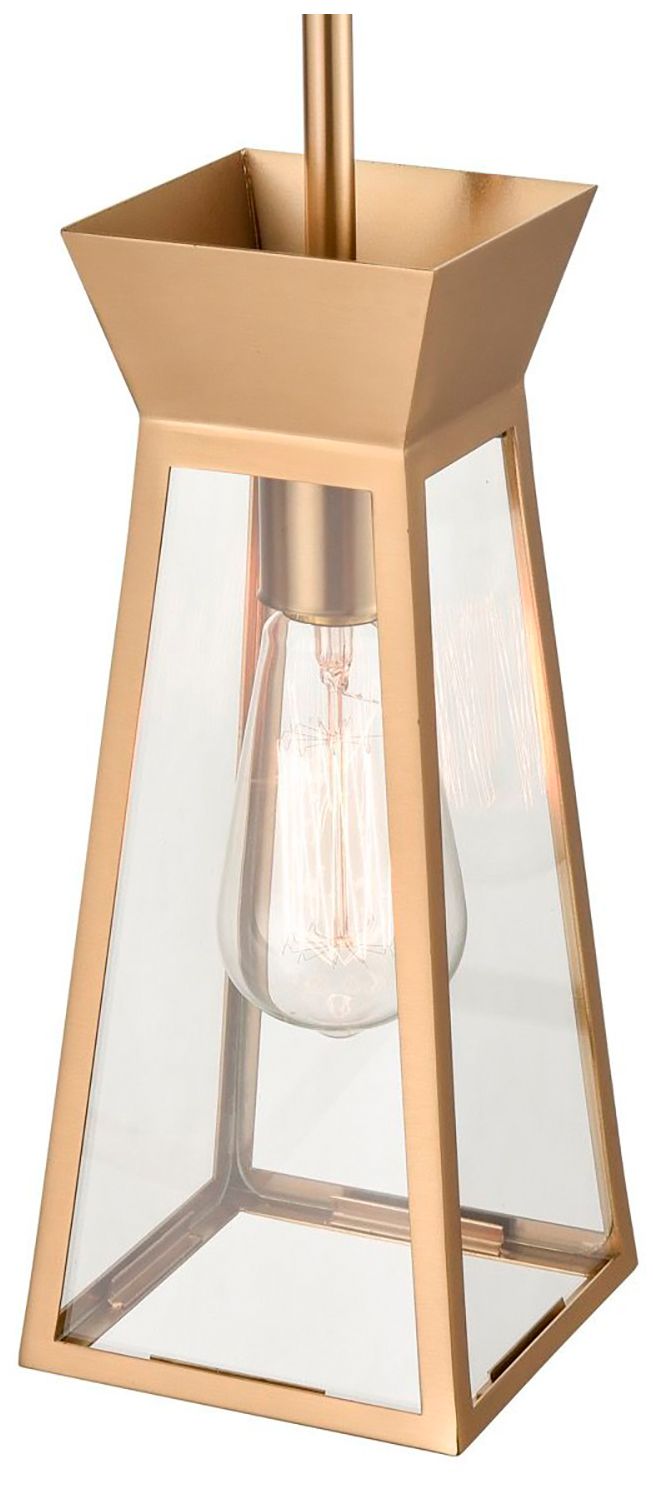 Image 5 Lucian 5" Wide Brushed Brass Pendant With Clear Glass Shade more views