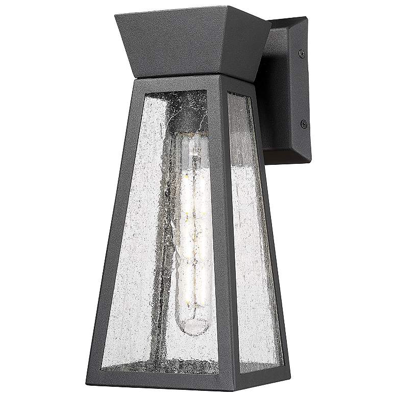Image 1 Lucian 6.5" Wide Black Outdoor Wall Light With Clear Glass Shade