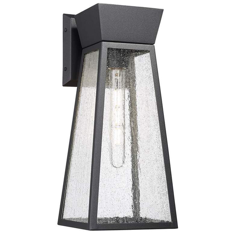 Image 1 Lucian 8" Wide Black Outdoor Wall Light With Clear Glass Shade