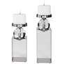 Lucian Polished Nickel Pillar Candle Holders Set of 2