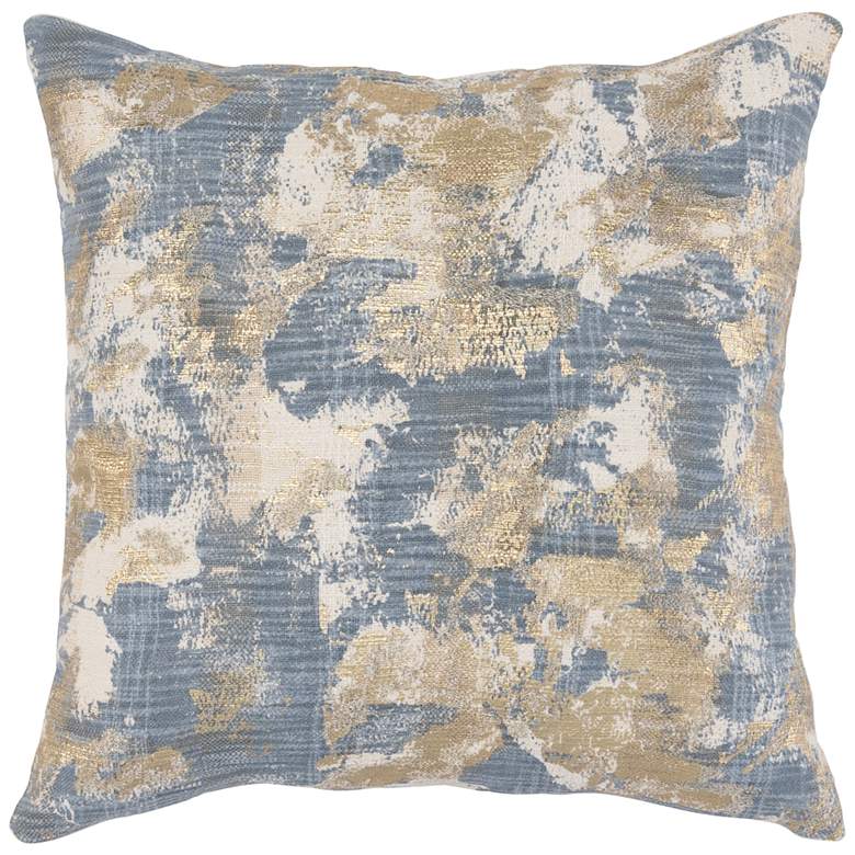 Image 1 Luciana 22 inch Square Rain Blue and Gold Throw Pillow