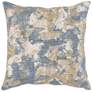 Luciana 22" Square Rain Blue and Gold Throw Pillow