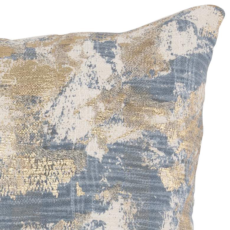 Image 2 Luciana 22 inch Square Rain Blue and Gold Throw Pillow more views