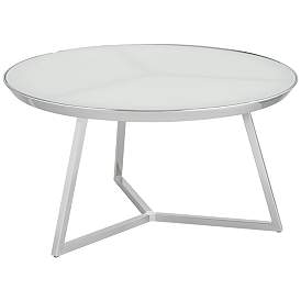 Image1 of Luciana 29 3/4" Wide Chrome and White Glass Coffee Table