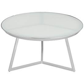 Image4 of Luciana 29 3/4" Wide Chrome and White Glass Coffee Table more views