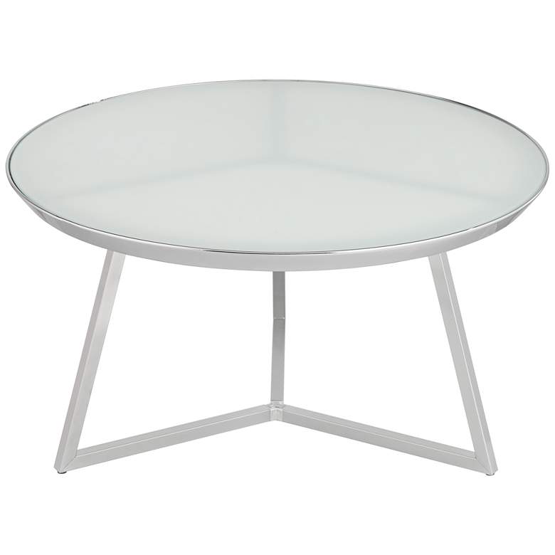 Image 4 Luciana 29 3/4 inch Wide Chrome and White Glass Coffee Table more views