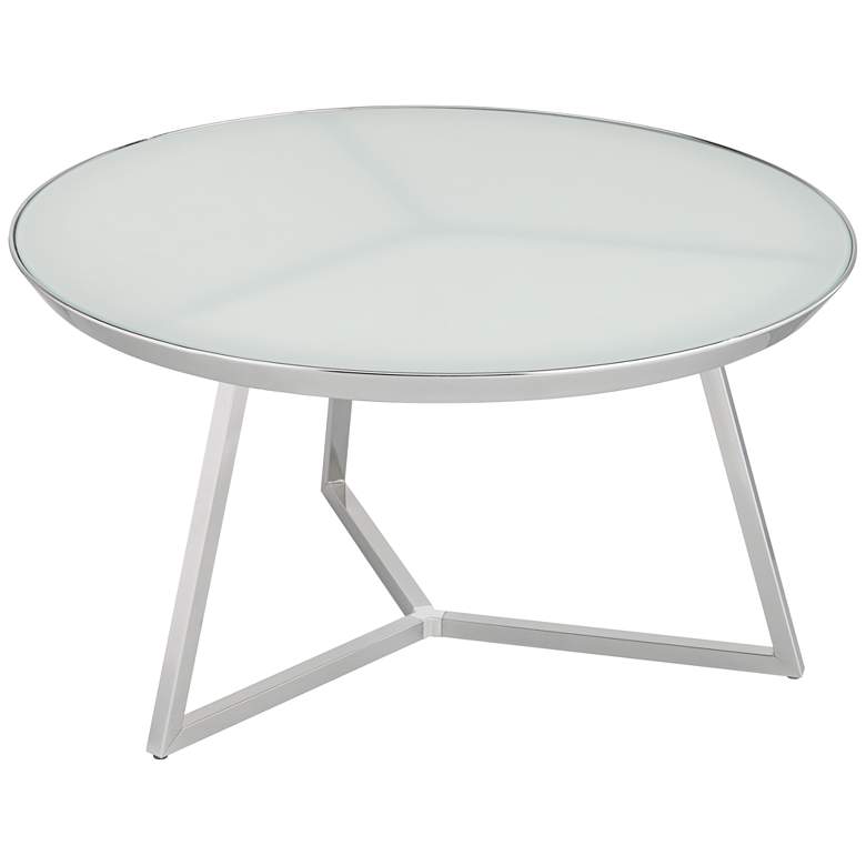 Image 5 Luciana 29 3/4 inch Wide Chrome and White Glass Coffee Table more views
