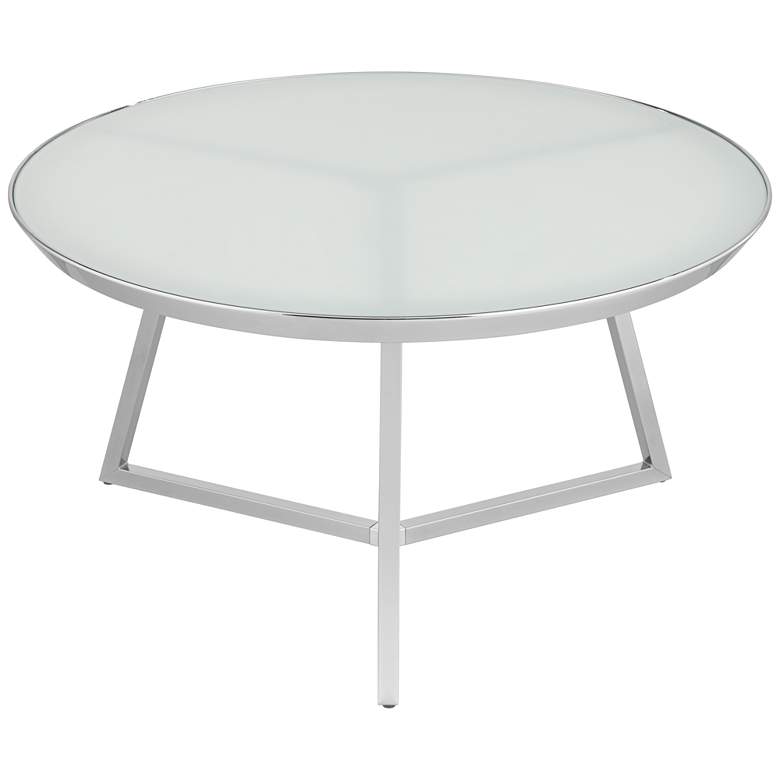 Image 6 Luciana 29 3/4 inch Wide Chrome and White Glass Coffee Table more views