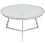 Luciana 29 3/4" Wide Chrome and White Glass Coffee Table