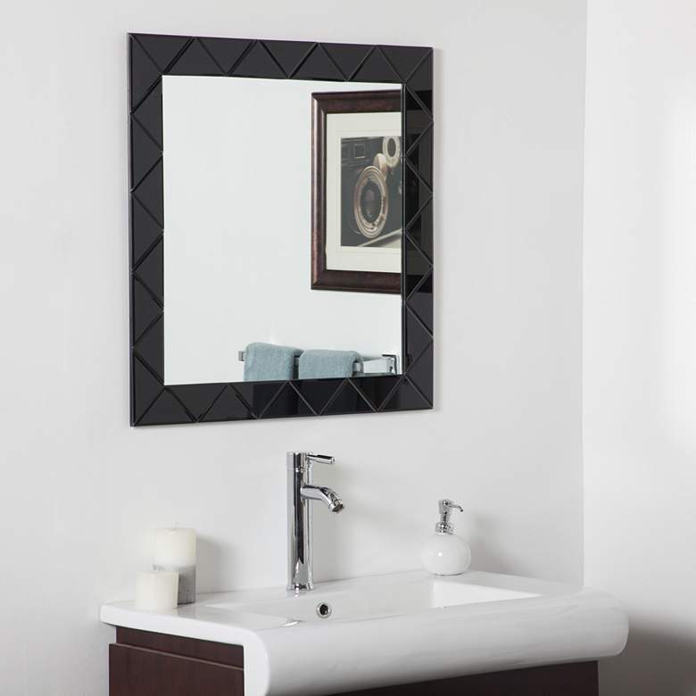 Image 1 Luciano Black 27 1/2 inch Square Frameless Wall Mirror