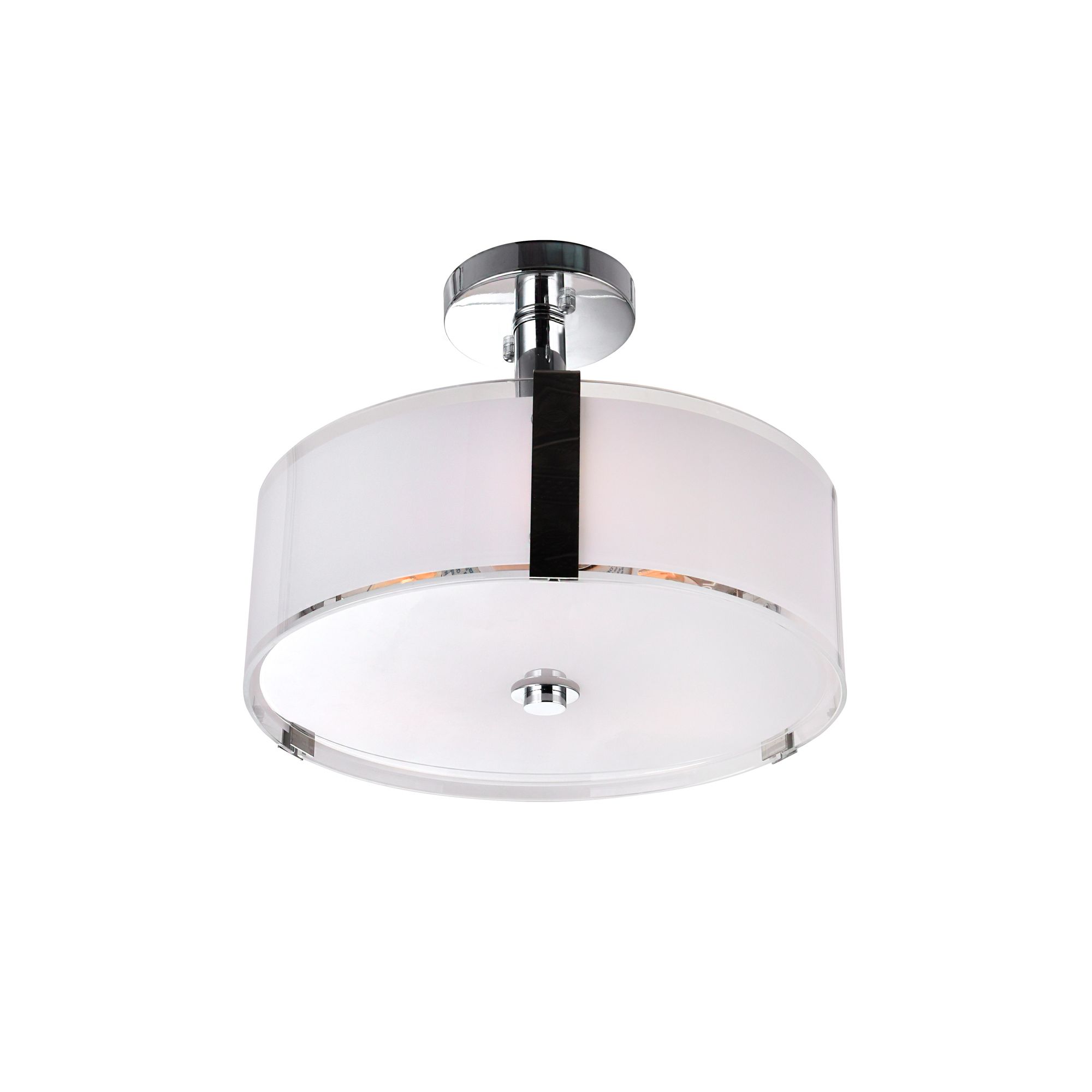 Image 2 Lucie 3 Light 14in Chrome Round Drum Shade Chandelier more views