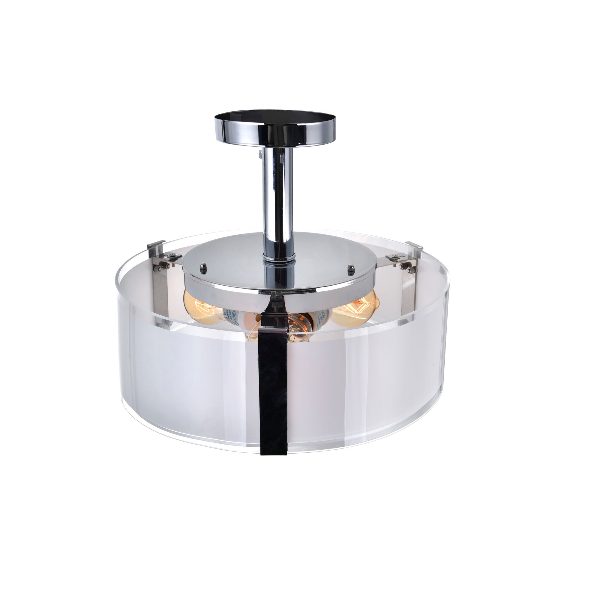 Image 3 Lucie 3 Light 14in Chrome Round Drum Shade Chandelier more views