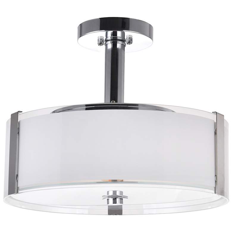 Image 1 Lucie 3 Light Drum Shade Chandelier With Chrome Finish