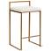 Lucien 25.25" Cream Upholstered Gold Counter Stool