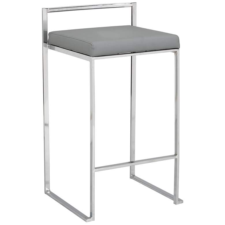 Image 1 Lucien 25.25" Grey Upholstered Counter Stool