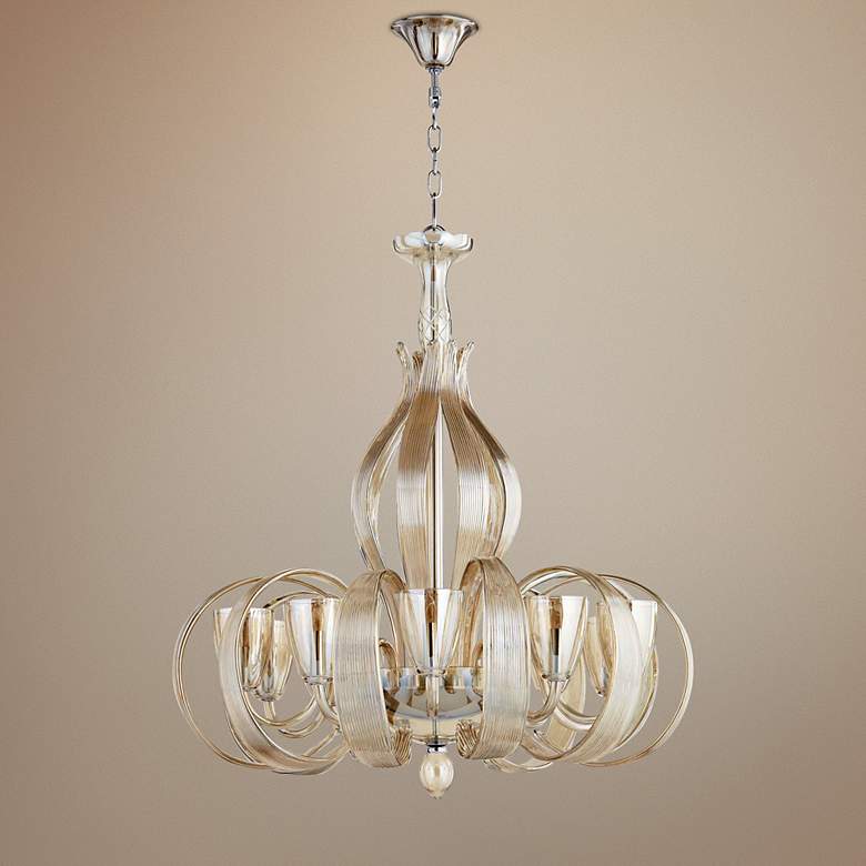 Image 1 Lucile 32 inch Wide Murano Cognac Glass 10-Light Chandelier