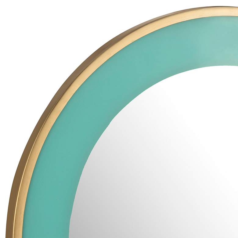 Image 4 Lucille Brushed Brass and Turquoise 24 inch Round Wall Mirror more views