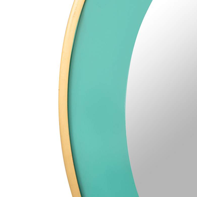 Image 5 Lucille Brushed Brass and Turquoise 24" Round Wall Mirror more views
