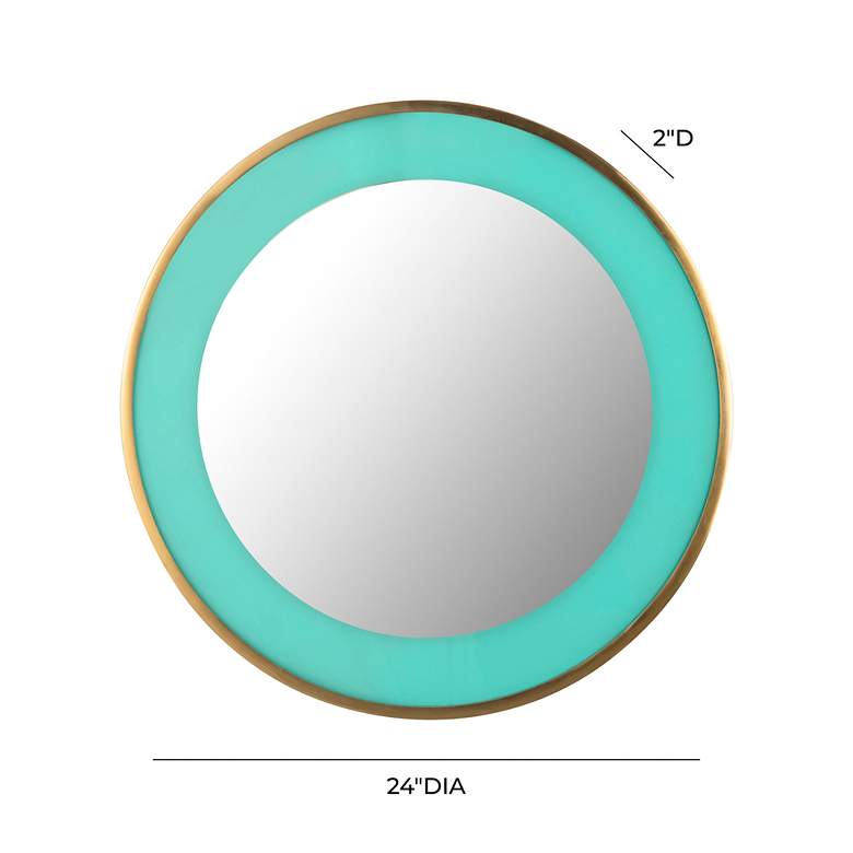 Image 7 Lucille Brushed Brass and Turquoise 24" Round Wall Mirror more views
