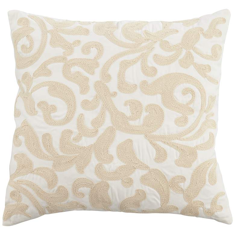 Image 1 Lucille Ivory Paisley 20" Square Decorative Throw Pillow