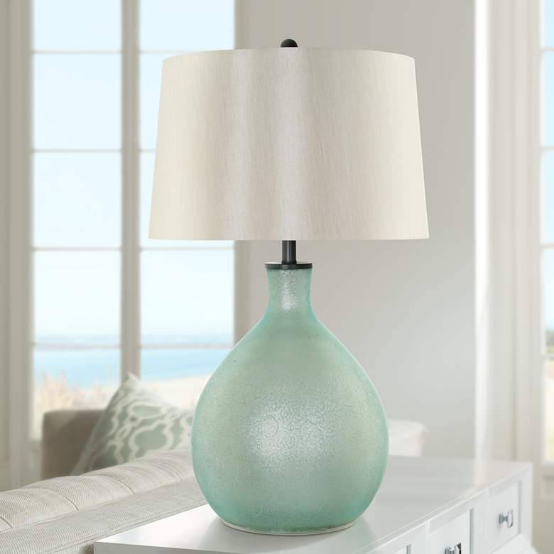Image 1 Lucinda Green Sage Mercury Glass LED Table Lamp