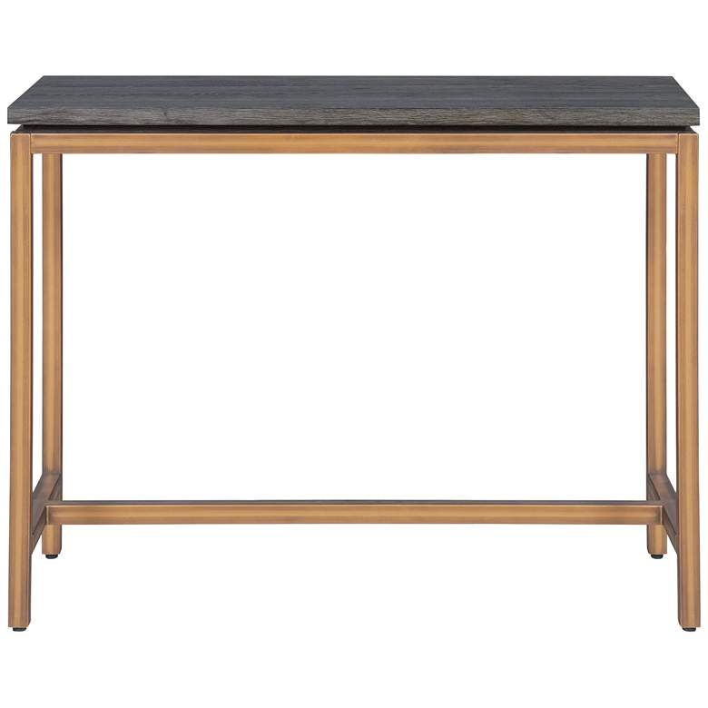 Image 7 Lucius 39 inch Wide Gray Ash Wood Copper Metal Console Table more views