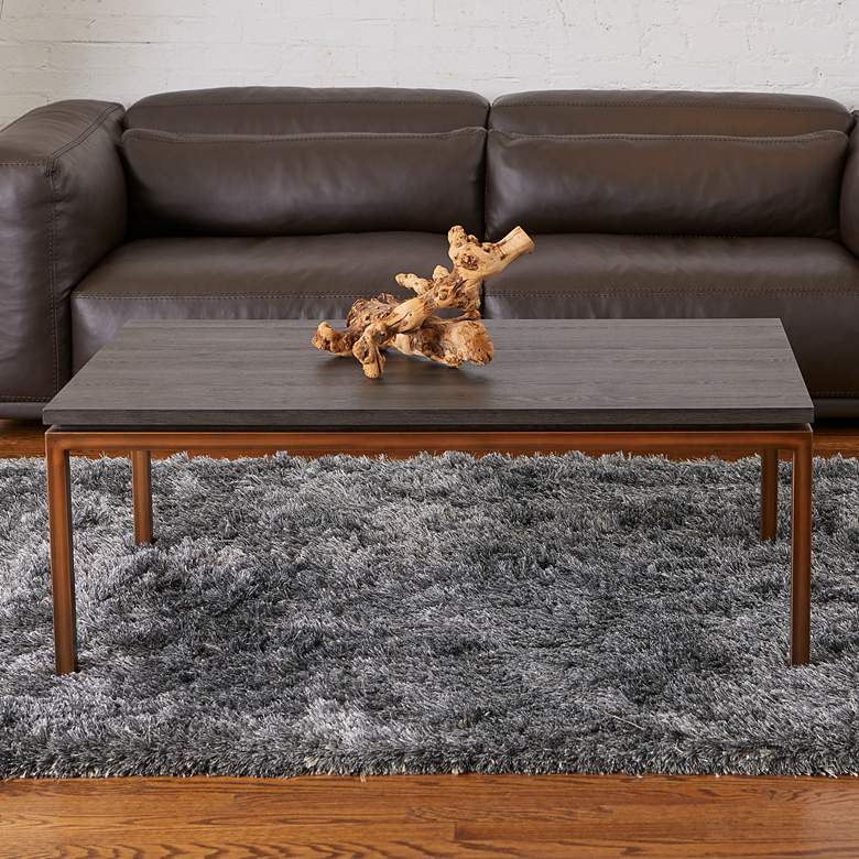 Image 1 Lucius 47" Wide Gray Ash Wood Bronze Metal Coffee Table