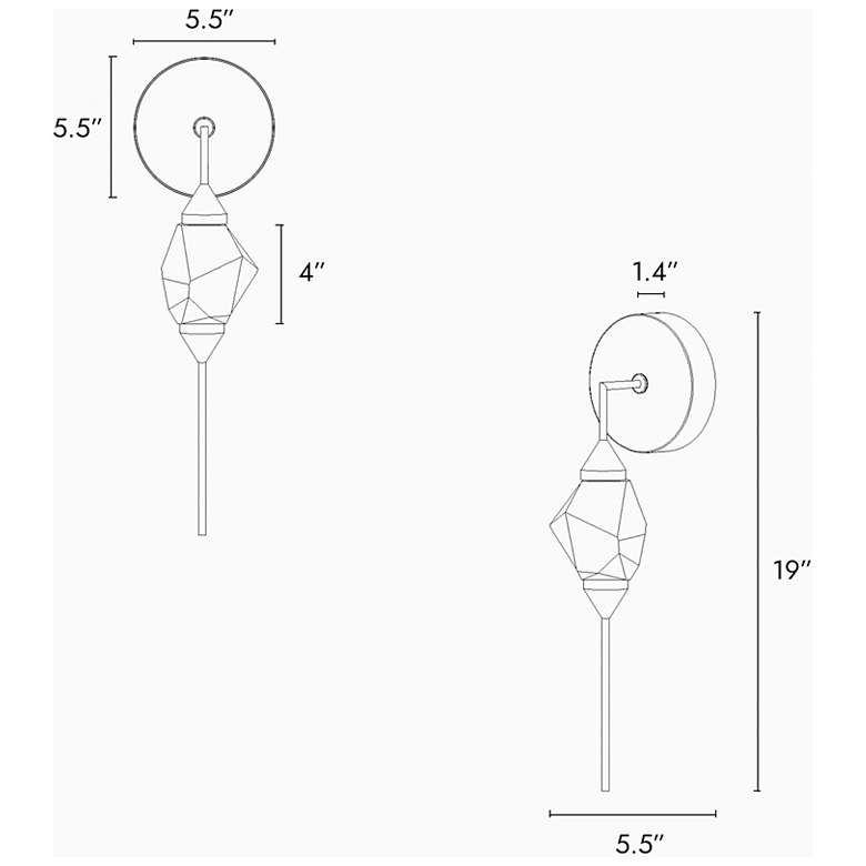 Image 3 Lucivagus 19" High Plating Brass LED Wall Sconce more views