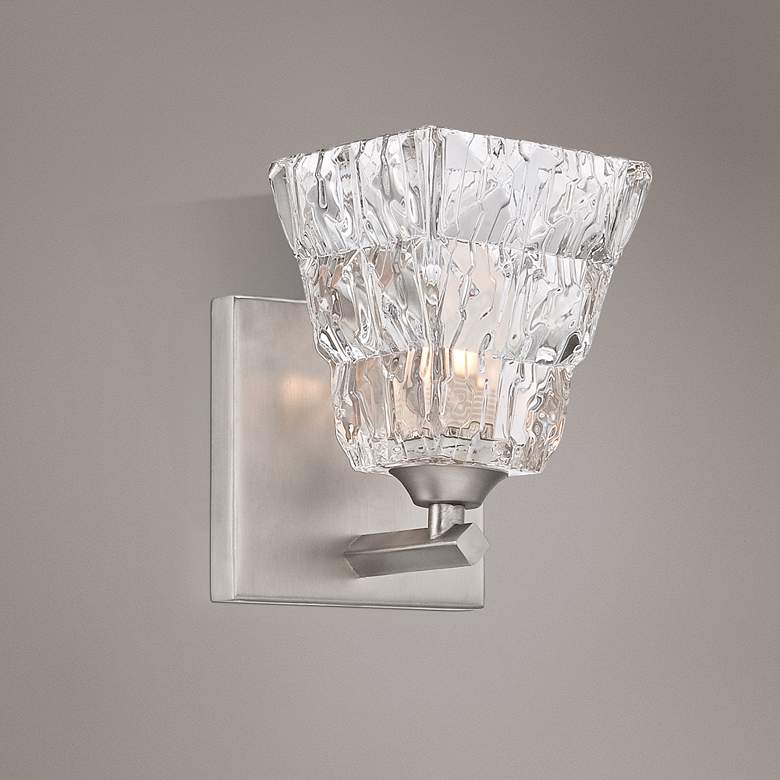 Image 1 Lucrecia Brushed Steel 6 1/4 inch High Molten Glass Wall Sconce