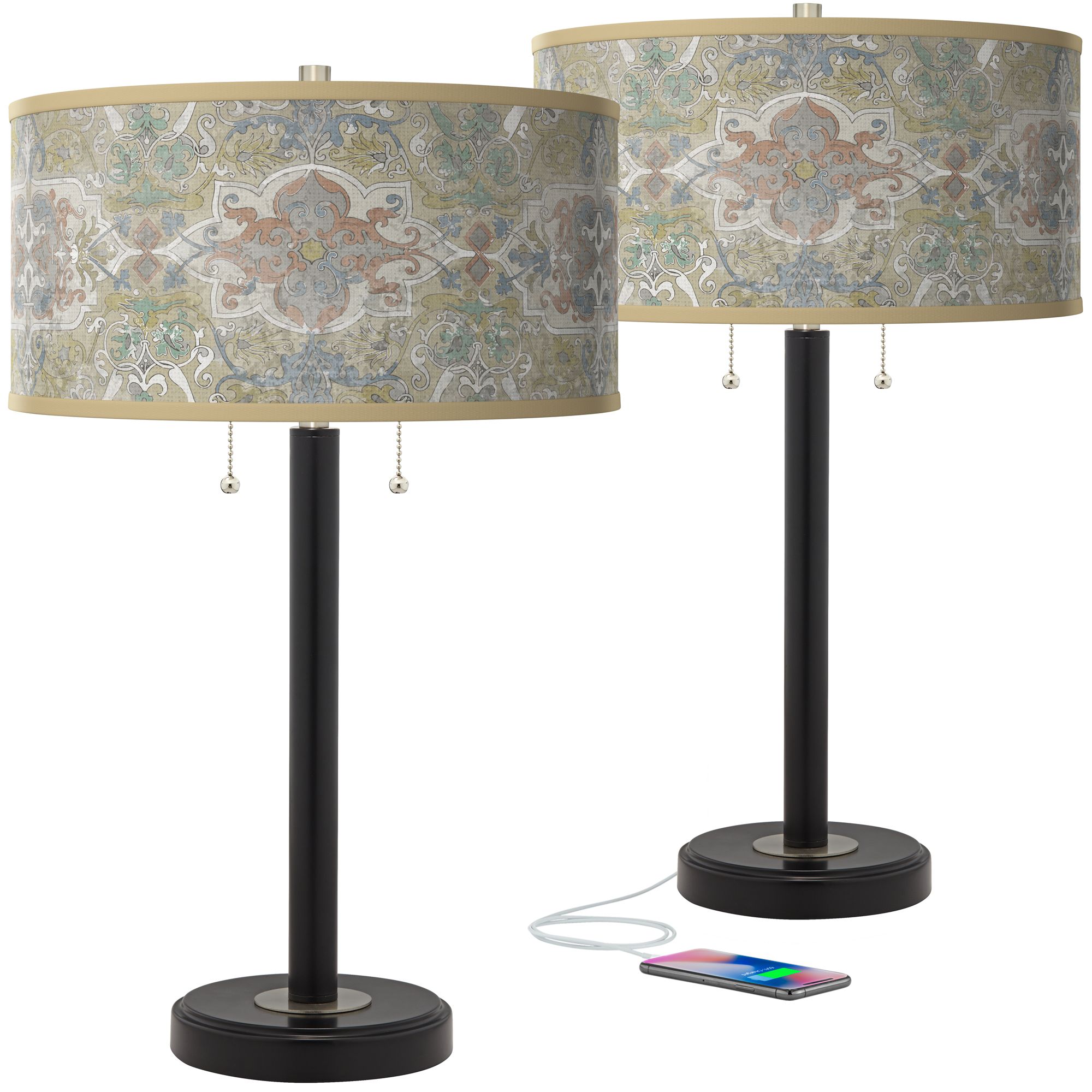Image Lucrezia Arturo Black Bronze USB Table Lamps Set of 2