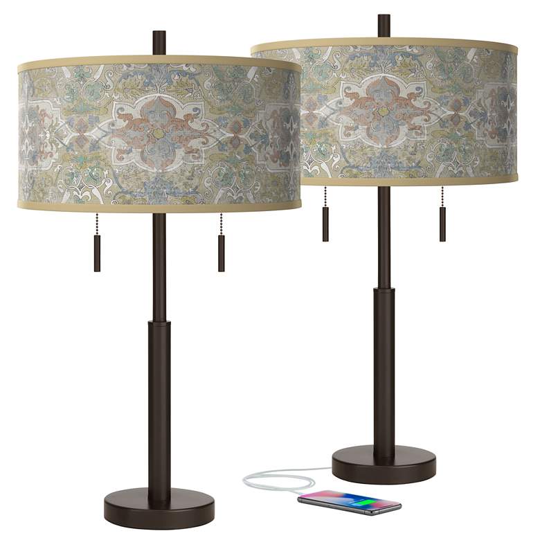 Image 1 Lucrezia Robbie Bronze USB Table Lamps Set of 2