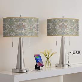 Image1 of Lucrezia Vicki Brushed Nickel USB Table Lamps Set of 2